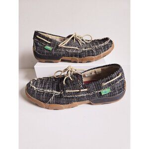 Twisted X Boots Driving Moc Eco Slip On Loafer Mens Boat Black Lace Up Shoes 11